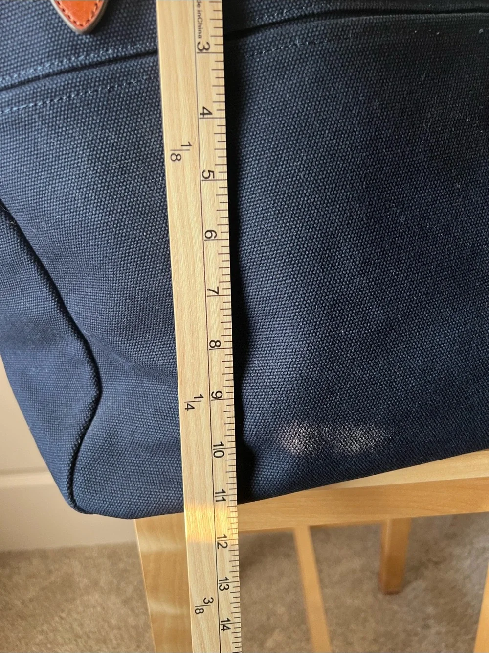 Banana Republic Navy Canvas Tote with Brown Leather Handles